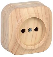 Розетка без заземления накладная IEK Glory РС20-2-ХС 1-м. сосна картинка